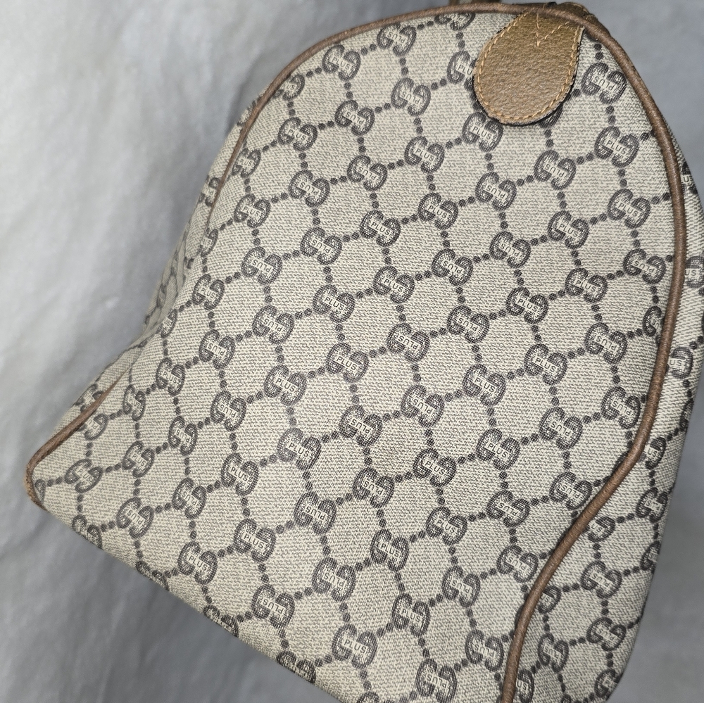 GUCCI GG Plus Canvas Boston Bag PVC Leather Beige - Picture 2 of 16